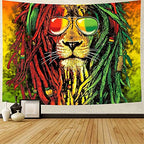 Simsant Rasta Rastafarian Lion Head Bob Tapestry Wall Hanging for Living Room Bedroom Dorm - Psychedelic Decor (92.5"x70.9") - size: 92.5"L x 70.9"W