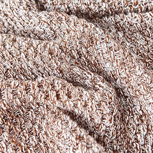 Longhui bedding 100% Cotton Knitted Throw Blanket – Coffee, Soft & Cozy, Machine Washable, 60"x80" – Perfect for Living Room, Couch, Sofa, Bed or Travel - color: Coffee, size: 60" x 80", Oversized