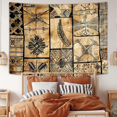 bzwcbei Polynesian Tapestry, Samoan Tapestry Aesthetics Wall Hanging for Bedroom, Tiki Traditional Pacific Island Tapa Tapestries Poster Blanket College Dorm Home Decor 71X60Inches - size: 71"L x 60"W