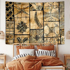 bzwcbei Polynesian Tapestry, Samoan Tapestry Aesthetics Wall Hanging for Bedroom, Tiki Traditional Pacific Island Tapa Tapestries Poster Blanket College Dorm Home Decor 71X60Inches - size: 71"L x 60"W
