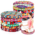 Nuogo 12 Pcs Bohemian Floor Cushions Bulk 15 Inch Boho Floor Sitting Meditation Pillows Yoga Mandala Meditation Pouf for Living Room Balcony Office Tatami(Round) - color: Round