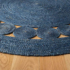 SAFAVIEH Area Rug 6' Round - Natural Fiber Collection - Navy, Handmade Jute, Boho Farmhouse Braided Design (NF364N) - color: Navy, size: 6' (Round)