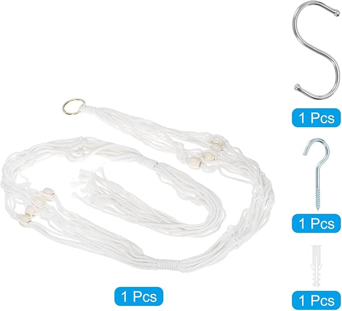 PATIKIL Macrame Hanging Planter, 59 Inch Handmade Hanging Plant Holders Flower Pot Hanger Flower Pot Hanger for Indoor Outdoor Decor, White