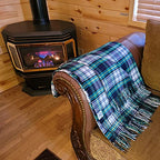 CHEF L HOME & KITCHEN Throw Blanket Green Plaid with Tassels/Fringe- 60" x 50" - color: Green