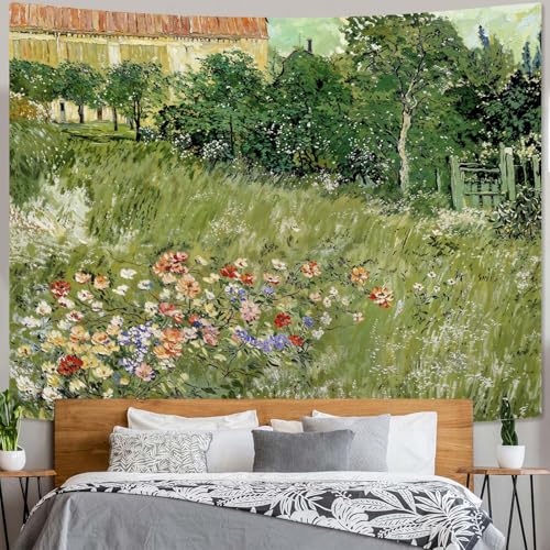 Yeoiat Van Gogh Tapestry Floral Wall Tapestry, Nature Tapestries for Bedroom Art Tapestries Wall Hanging for Bedroom Living Room 44"x60" - color: Green, size: 60"L x 44"W