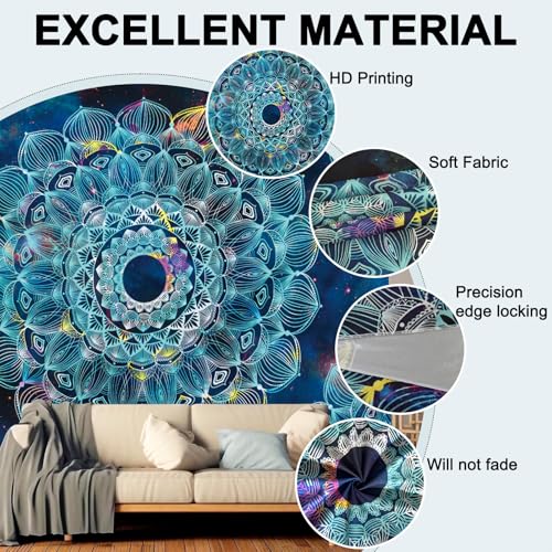 Bohemian Tapestry Large Mandala Wall Hanging Geometric Decorative Wall Art Colorful Wall Decor for Living Room - color: Kaleidoscope1, size: 59"L x 51"W