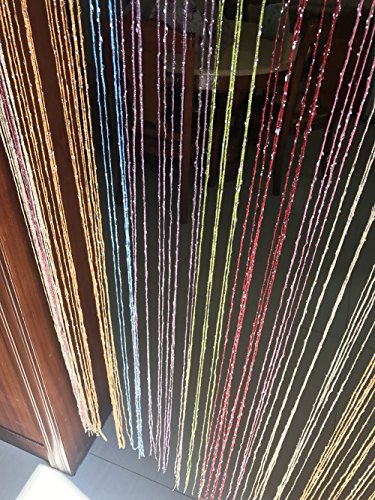 1x2 M Door String Curtain Rare Flat Thread Fringe Panel Room Divider Cute Strip Tassel for Wedding Coffee House Restaurant Parts (Multicolor) - color: Multi Color