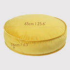 Velvet Floor Pillows Round Chair Cushion Couch Throw Pillow Soft Pouf Seat Mattress Bean Bag for Reading Nook Play Room (25.6IN, Yellow)