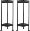 2-Pack Plant Stand Indoor Outdoor, 2 Tier Iron Plant Stand, 30'' Tall Pedestal Stand Outdoor, Metal Flower Stands for Indoor Plants, Balcony, Living Room (Black)