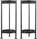 2-Pack Plant Stand Indoor Outdoor, 2 Tier Iron Plant Stand, 30'' Tall Pedestal Stand Outdoor, Metal Flower Stands for Indoor Plants, Balcony, Living Room (Black)