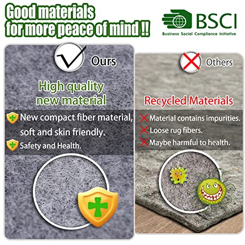 Non Slip Rug Pad Grippers - 3x5 Ft, 1/4" Thick, Felt + Rubber Double Layers Area Carpet Mat Tap, Provides Protection and Cushioning for Hardwood or Tile Floors - size: 3'X5', style: Felt + Rubber- 1/4" Thick