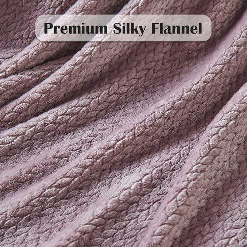 NEWCOSPLAY Super Soft Queen Blanket Light Purple Premium Silky Flannel Fleece Leaves Pattern Lightweight Bed Blanket All Season Use (Light Purple, Queen(90"x90")) - color: Light Purple, size: Queen(90"x90")