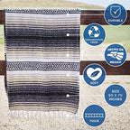 Benevolence LA Authentic Mexican Blanket – Handwoven Falsa Serape Throw – Beach, Camping, Picnic & Yoga Blanket – Lightweight Cotton Throw for Outdoor & Home – Sand, 50x70 in - color: Sand