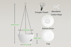 Hanging Planters 3-Pack, 8 Inch Self-Watering Hanging Pots with Drainage Hole and Chains, Plastic Planters for Indoor Outdoor（White）