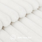 decorUhome Summer Cozy Faux Fur Throw Pillow Covers 18x18 Set of 2 Decorative Soft Plush Striped Modern Farmhouse Boho Couch Pillow Cases with Velvet Back for Sofa Bed Living Room, White