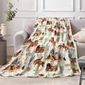Western Cowboy Blankets, Rustic Cowboy Blankets Farmhouse Country Flannel Blanket, Soft, Flannel, Warm, Wild West Cowboys Riding Horse in Desert Bed Blanket–All Seasons 50X60 Inch