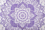 Bhagyashri Fashions Indian Mandala Cotton Purple White Queen Ombre Tapestry Bedspread Wall Hanging Art Bed Picnic Beach Throw Blanket Hippie Boho Tapestries 84x90 Inches