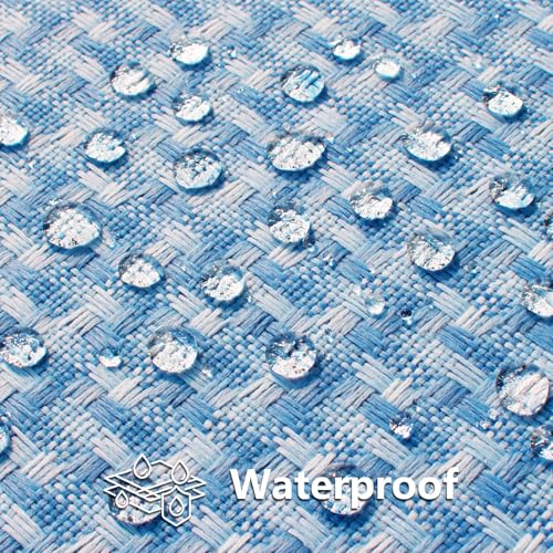 Kevin Textile Outdoor Waterproof Throw Pillow Covers Pack of 2 Weaving Texture Water Resistant Outside Decorative Cushion Covers for Garden Patio Tent Balcony Bench Couch Sofa 16x16 Inch, Light Blue - color: Light Blue, size: 16" x 16" (Pack of 2)