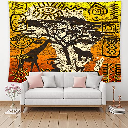 feelacle African Tribe Symbol Tapestry 60" X 40" Africa Map Wall Hanging Party Decorations Home Decor For Bedroom Living Room Dorm (150 X 100cm) - color: African Tribe Symbol, size: 60"L x 40"W