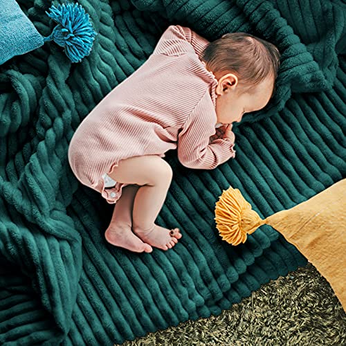 DISSA Fleece Blanket Queen Size – 90x90, Green - Soft, Plush, Fluffy, Fuzzy, Warm, Cozy – Perfect Throw for Couch, Bed, Sofa - with Pompom Fringe - Flannel Blanket - color: Green, size: 90x90"