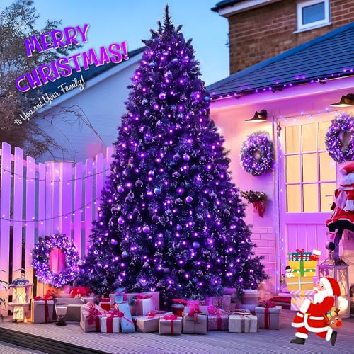 JMEXSUSS 2 Pack Solar String Lights Outdoor Waterproof, Total 66 FT 200 LED Solar Christmas Lights Outdoor, Twinkle Light for Christmas Tree Outside Garden Yard Xmas Decor, Purple - color: Purple, size: 100LED*2