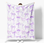 Purple Bows Blankets Cute Bow Preppy Coquette Room Decor Electric Blanket Girls Bedroom Decor Trendy Funky Bow Throw Blanket Coquette Girly Blanket Coquette Gifts for Women Girls 40"x50"