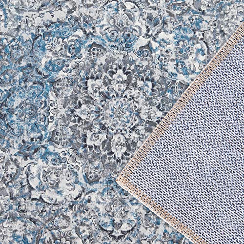 jinchan Runner Rug 2x6 Washable Hallway Rug Vintage Distressed Runner Indoor Thin Traditional Floral Mat Lightweight Non Slip Carpet for Kitchen Bathroom Laundry Room Bedroom Living Room Blue - color: Vintage Blue, size: 2' x 6' (Runner)