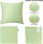 Thmyo 4-Pack 100% Cotton Comfortable Solid Decorative Throw Pillow Case Square Cushion Cover Pillowcase Sublimation Blank Pillow Covers(18x18 inch/ 45x45cm, Light Pea Green)