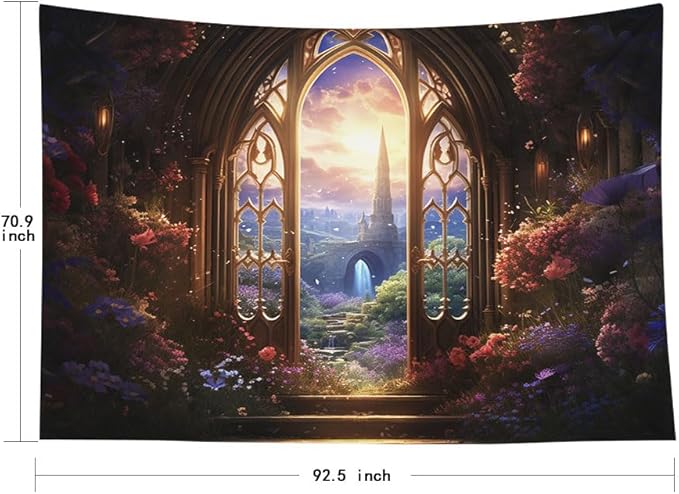 EMMTEEY Fantasy Ceiling Tapestry for Bedroom 92.5X70.9 Inch - Fairytale World Home Decor Witchy Forest Backdrop for Living Room Dorm