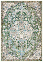 SAFAVIEH Madison Collection Area Rug - 5'3" x 7'6", Green & Turquoise, Boho Chic Medallion Distressed Design, Non-Shedding & Easy Care, Ideal for High Traffic Areas in Living Room, Bedroom (MAD447Y) - color: Green/Turquoise, size: 5'3" x 7'6" (Rectangular
