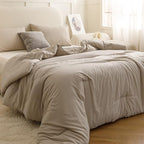 ROSGONIA King Size Comforter Set Oatmeal, 3pcs (1 Boho Comforter & 2 Pillowcases), All Season Bedding Soft Lightweight Bedspread Blanket Quilt