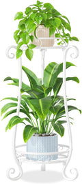 iDavosic.ly 2 Tier Metal Plant Stand Indoor Outdoor, Iron Corner Tall Flower Pot Holder Shelf, 27 Inch Vertical Heavy Duty Display Rack for Patio Porch Living Room Garden, White