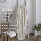 Simple&Opulence 100% Cotton Throw Blanket for Bed, Couch, Boho Textured Geometric Knit Woven Blanket with Tassels Soft, Lightweight Breathable Shabby Chic Farmhouse Decoration for All-Season(White)