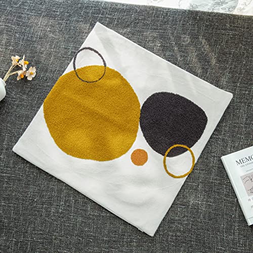 Boho Geo Decorative Throw Pillow Cover, Decorative Colored Pillowcase for Couch Sofa Bed Stylish Decor, Simple Cotton Textured Cushion Sham, Square 18 inches, 1PC(Yellow Mustard Orange) - color: Black&mustard