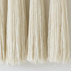 Macrame Wall Hanging Boho Wall Decor with Cotton Ball Tassels Handmade Fiber Wall Art for Living Room Bedroom