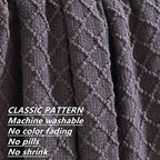 CREVENT Knitted Decorative Throw Blanket for Couch Sofa Chair Bed, Soft Breathable Lightweight for Spring Summer (50''X60'' Dark Grey/Black)