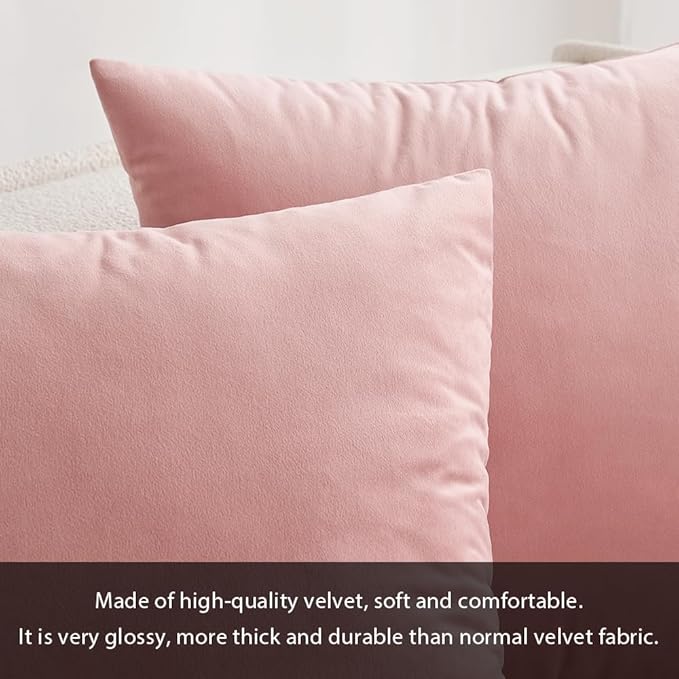 MIULEE Velvet Throw Pillow Covers 12x20 Inch, Pack of 2 - Dusty Pink, Soft Solid Lumbar Decorative Pillow Covers Modern Luxury Home Decor for Spring Couch Sofa Bedroom Livingroom
