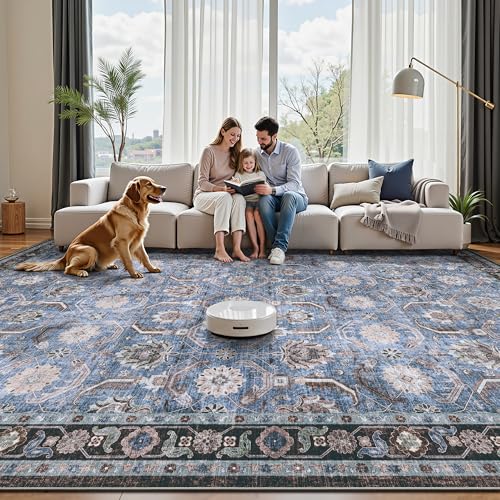 5x7 Area Rugs, Soft Non Slip Low Pile Washable Rug, Boho Modern Rug for Living Room, Bedroom, Dining Room, Blue - color: Blue, size: 5' x 7' (Rectangular)