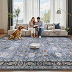 Living Room Rug 6x9, Soft Non Slip Low Pile Washable Rug, Boho Modern Area Rug for Bedroom, Dining Room, Blue - color: Blue, size: 6' x 9' (Rectangular)