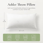 Ashler Home Deco Throw Pillows Insert- 12x20 Pillow Inserts with Air Layer, Premium Bed and Couch Pillows - Indoor Decorative Throw Pillow, Lumbar Cushion Sham Stuffer, Pack of 2, White