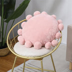 Boho Round Floor Pillow with Tassels – Decorative Circle Cushion for Kids, Plush Throw Pillow for Chair Sofa Bed, Accent Pillow for Living Room, Reading Nook, Indoor & Outdoor Use (Pink)