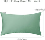 Thmyo 4-Pack 100% Cotton Lumbar Comfortable Solid Decorative Throw Pillow Case, Rectangle Cushion Cover Pillowcase Sublimation Blank Pillow Covers DIY Throw Pillowcase(12x20inch/30x50cm, Mist Green)