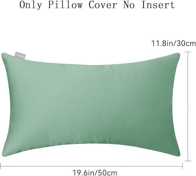 Thmyo 4-Pack 100% Cotton Lumbar Comfortable Solid Decorative Throw Pillow Case, Rectangle Cushion Cover Pillowcase Sublimation Blank Pillow Covers DIY Throw Pillowcase(12x20inch/30x50cm, Mist Green)