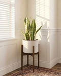 leaf&lull Adjustable Plant Stand Indoor Mid Century Modern Plant Stands Bamboo Plant Holder Corner Plant Stand for Indoor Plants Single Plant Stand Flower Stand for Home Living Room Bedroom Balcony Tea Brown 14.5 in