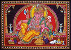 Rastogi Handicrafts Cotton Wall Hanging Indian 40" X 30" Poster Size (SITTING GANESH-G) - color: SITTING GANESH-G