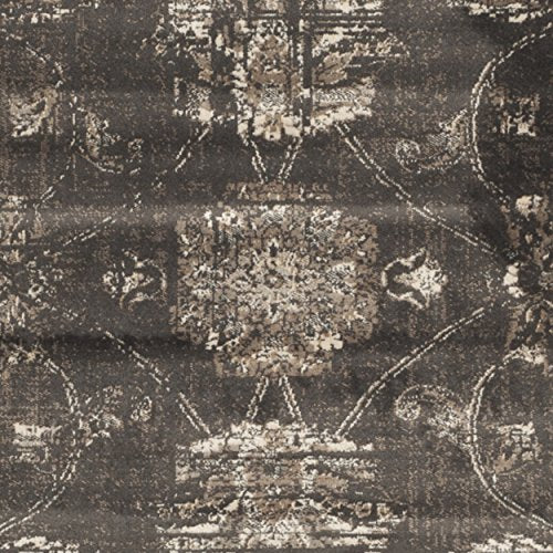 SAFAVIEH Vintage Collection Area Rug - 5'3" x 7'6", Soft Anthracite, Oriental Distressed Viscose Design, Ideal for High Traffic Areas in Living Room, Bedroom (VTG117-330)