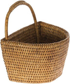 KOUBOO La Jolla Rattan Wall Storage Basket with Handle, Hanging Basket, Decorative, Storage Bin for Plants, Flowers, Home Office Organizer, Honey Brown, Small