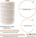 152pcs Macrame Kit for Beginners: Natural Cotton Macrame Cord, Wooden & Metal Rings, Beads, Sticks & Hoops - Perfect for Macrame Plant Hangers & Home Decor