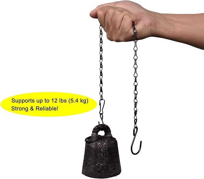 Chain for Hanging Plants,21 Inch Black Hanging Chain, Small Hanging Basket Chain Kits with Hooks for Bird Feeder Hanging Basket Extender Porch Wind Chime (Black, 21 Inch-6PCS)