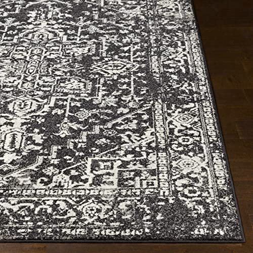 Hauteloom Eon Medallion Small Area Rug - Moroccan Bohemian Farmhouse - Black, White, Ivory - 2' x 3' - color: Black, Charcoal, Light Slate / Painswick, size: 1'11" x 2'11" (Rectangular)
